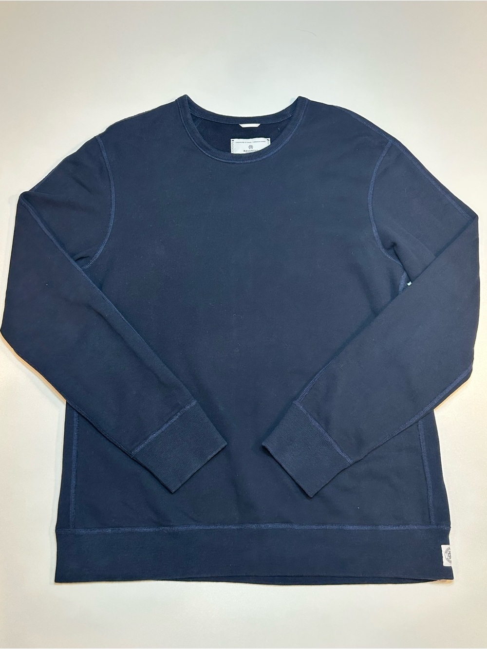 Reigning Champ Navy Blue Midweight Terry Crewneck Sweatshirt Premium Crew